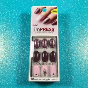 Kiss Nails Impress Press On Manicure Oval Purple